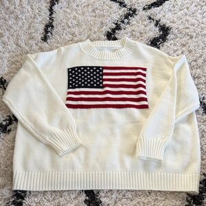 White Sweater with American Flag Design